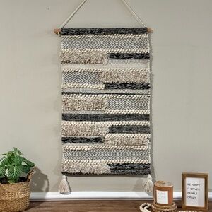 Bohemian Black and Cream boho Wall tapestry.